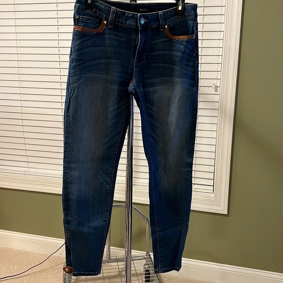 White House Black Market Jeans Whbm Skimmer Jeans With Leather Trim